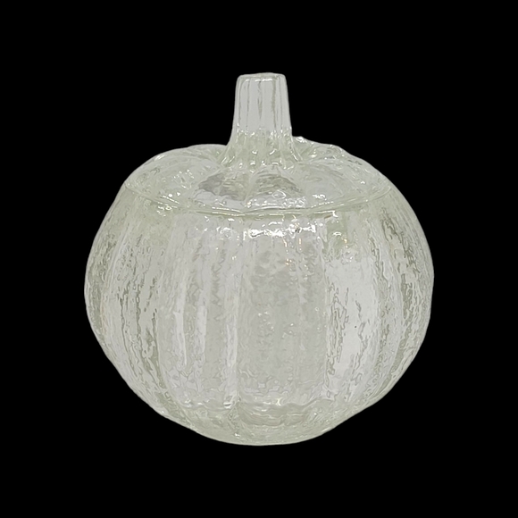 Avon Vintage 1982 Harvest Glow Candle Holder Heavy Glass Pumpkin with Lid - Picture 4 of 12